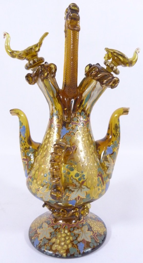 RARE MOSER ENAMELED AMBER DECORATED FRUET VASE (1 of 10)
