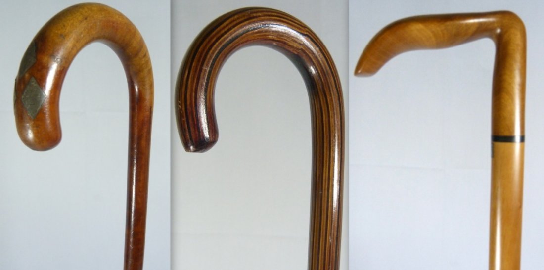 THREE WOOD CARVED CANES/WALKING STICKS GROUP (1 of 10)