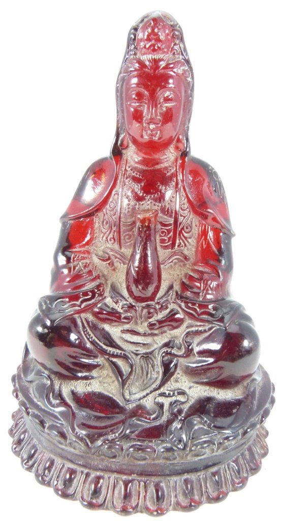 CHINESE CHERRY AMBER QUAN YIN FIGURE (1 of 5)
