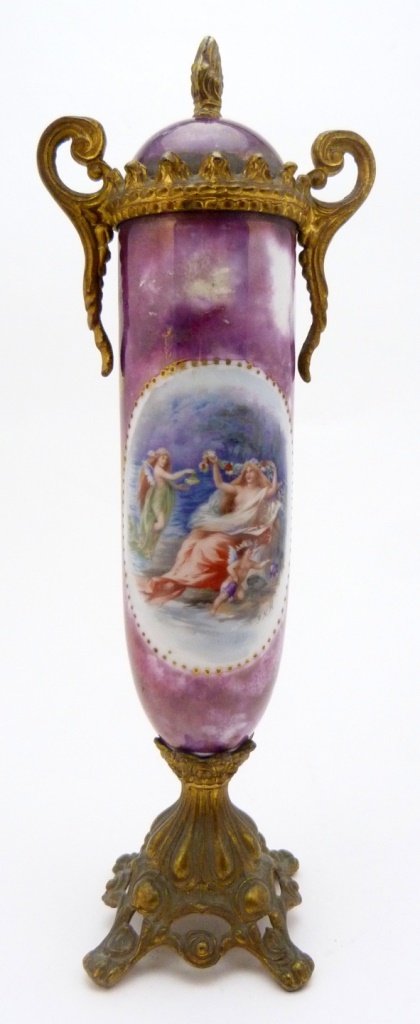 CONTINENTAL SEVRES STYLE PORCELAIN ORMOLU URN (1 of 7)
