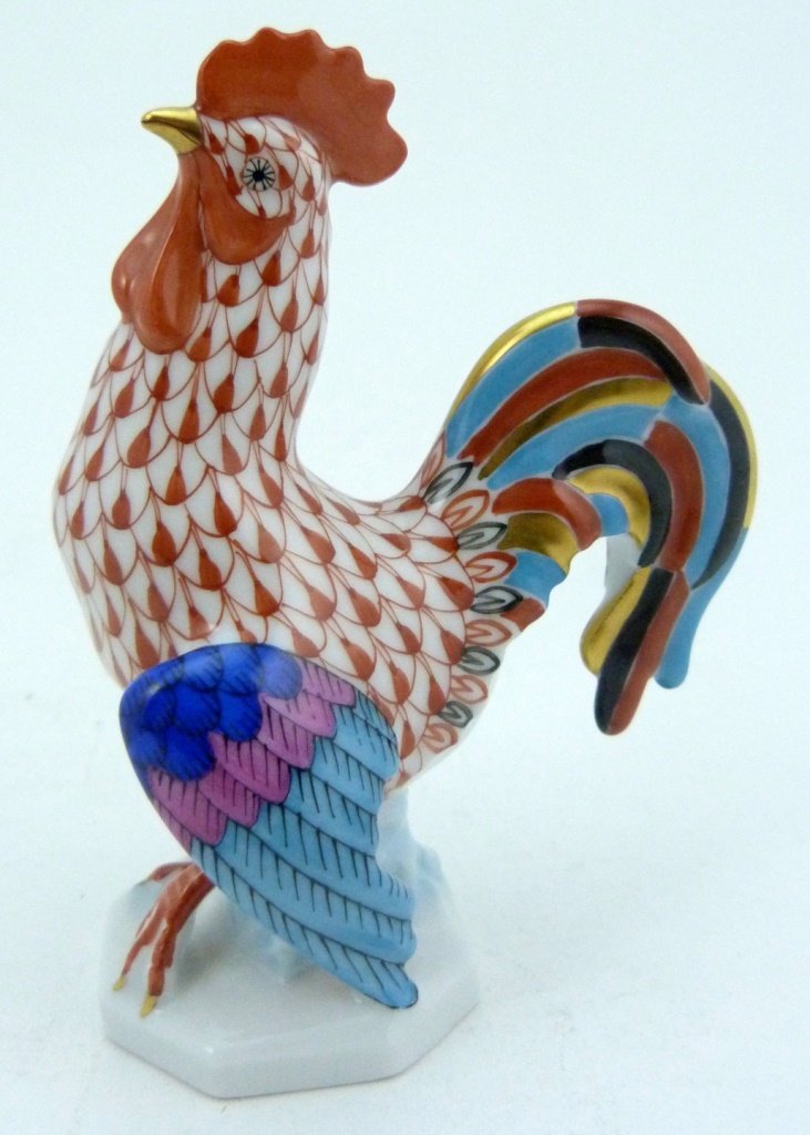 HEREND RED FISHNET PORCELAIN ROOSTER (1 of 6)