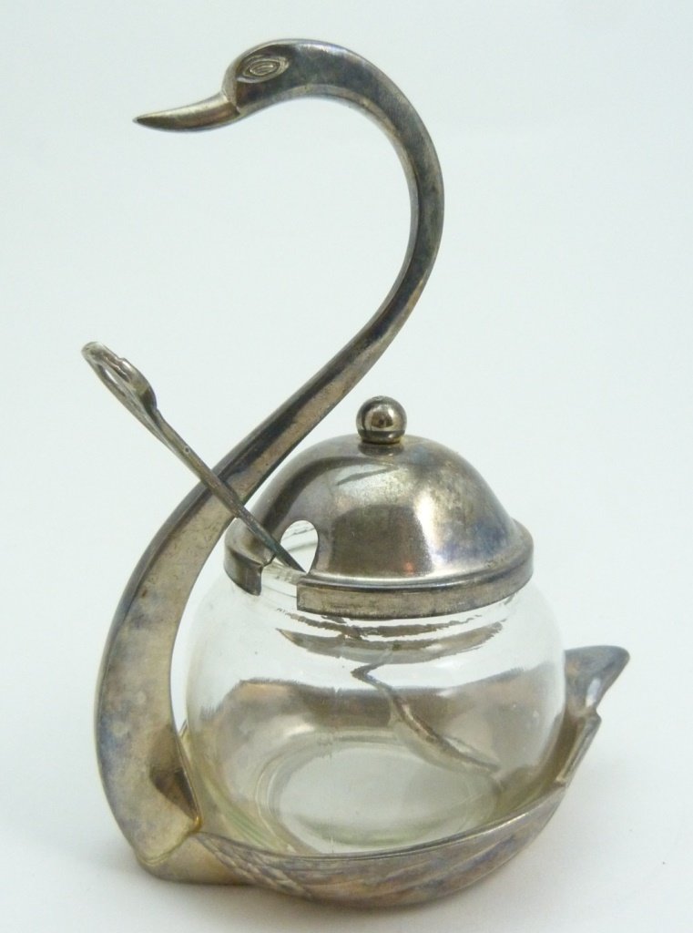 ANTIQUE SILVERPLATE SWAN CONDIMENT SERVER (1 of 6)