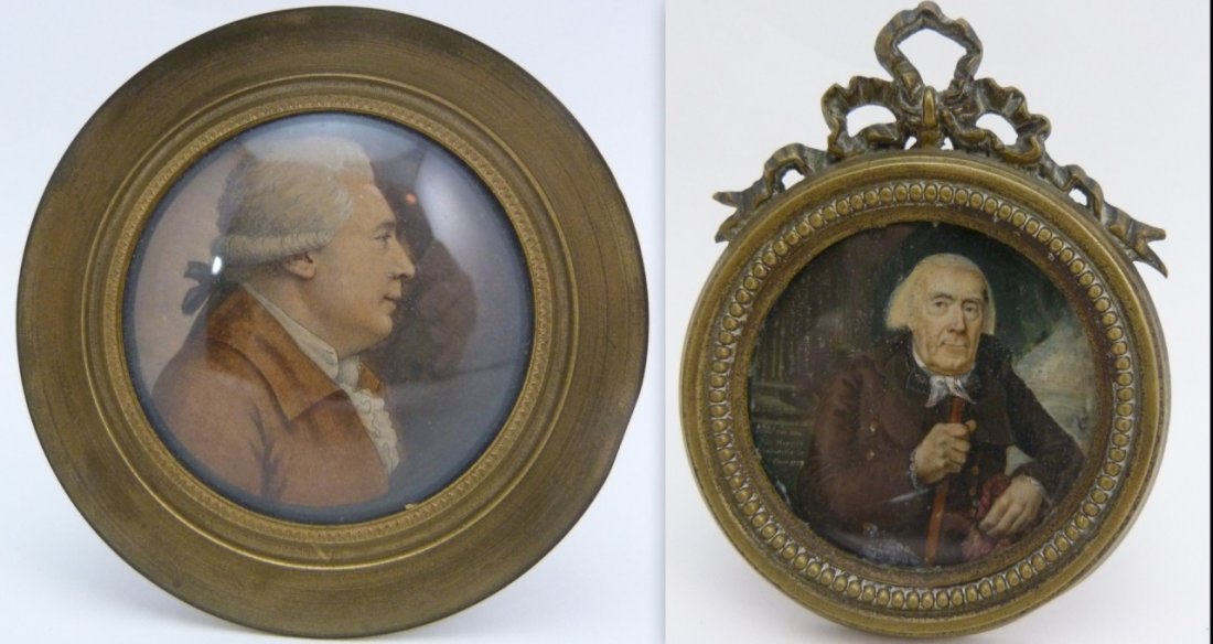 TWO HAND PAINTED MINIATURES ON PAPER & CELLULOID (1 of 7)