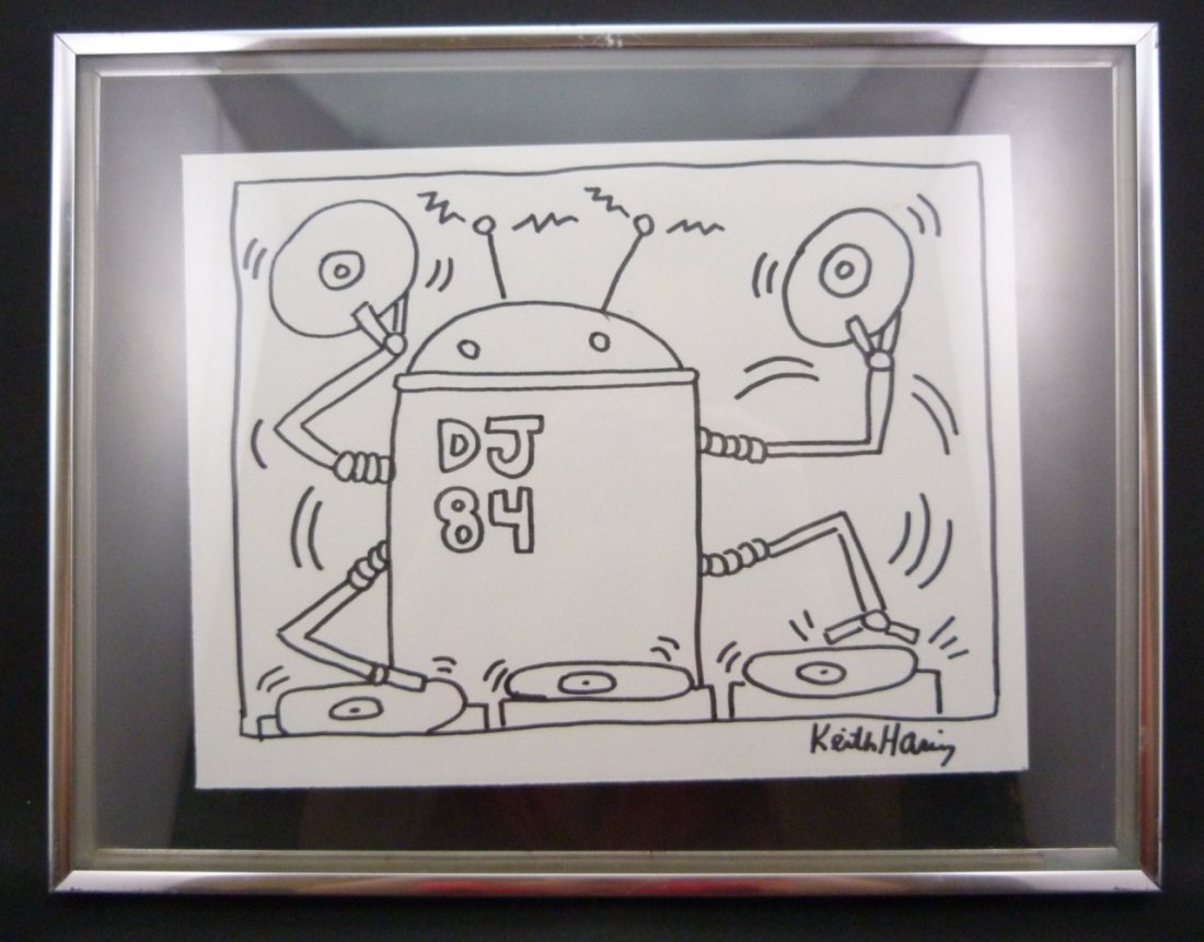 KEITH HARING "THE DJ" 1984 MARKER/INK ON PAPER (1 of 4)