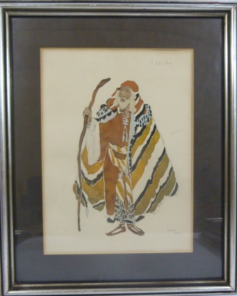 LEON BAKST WATERCOLOR OVER PENCIL COSTUME STUDY (1 of 5)