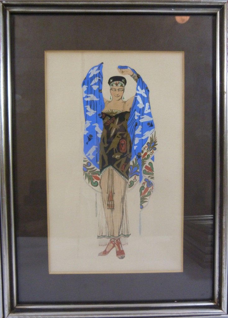LEON BAKST WATERCOLOR OVER PENCIL COSTUME STUDY (1 of 3)