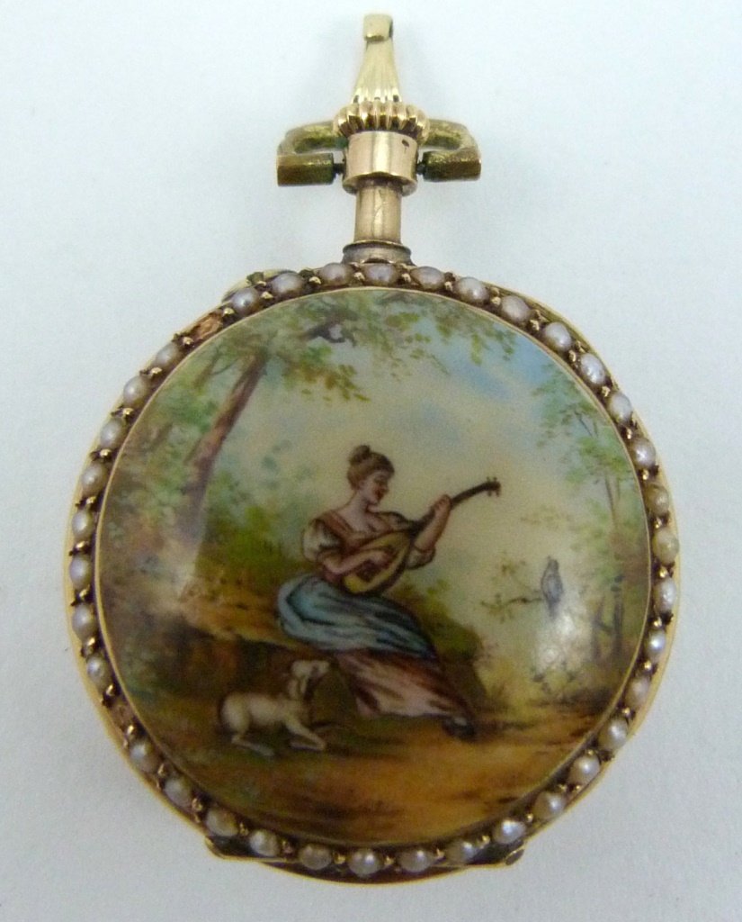 ANTIQUE SWISS MADE 14K GOLD & ENAMEL POCKET WATCH (1 of 8)