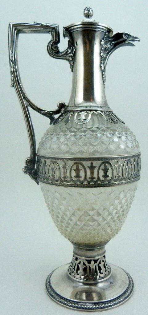 CONTINENTAL 916 SILVER & CRYSTAL ORNATE EWER (1 of 10)