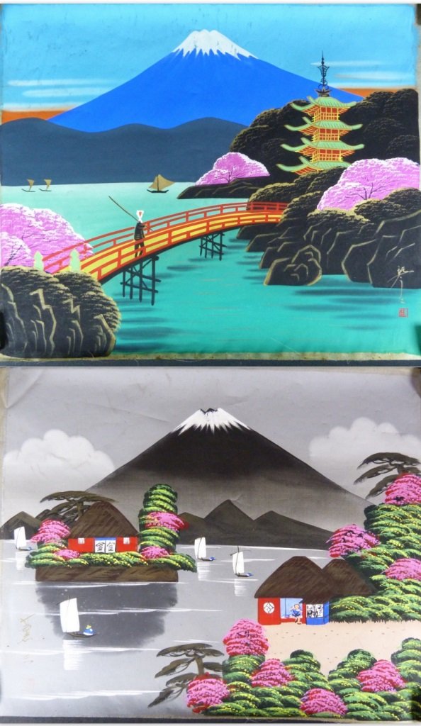 TWO PRE-WAR JAPANESE HAND PAINTINGS ON SILK (1 of 10)