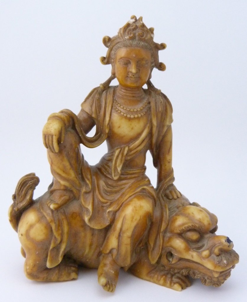 CHINESE CARVED SOAPSTONE QUAN YIN SCULPTURE (1 of 7)
