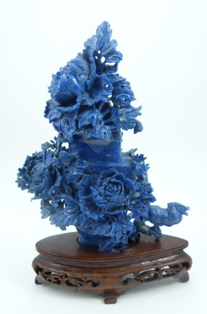 CHINESE LAPIS CARVED LIDDED VASE ON BASE (1 of 6)