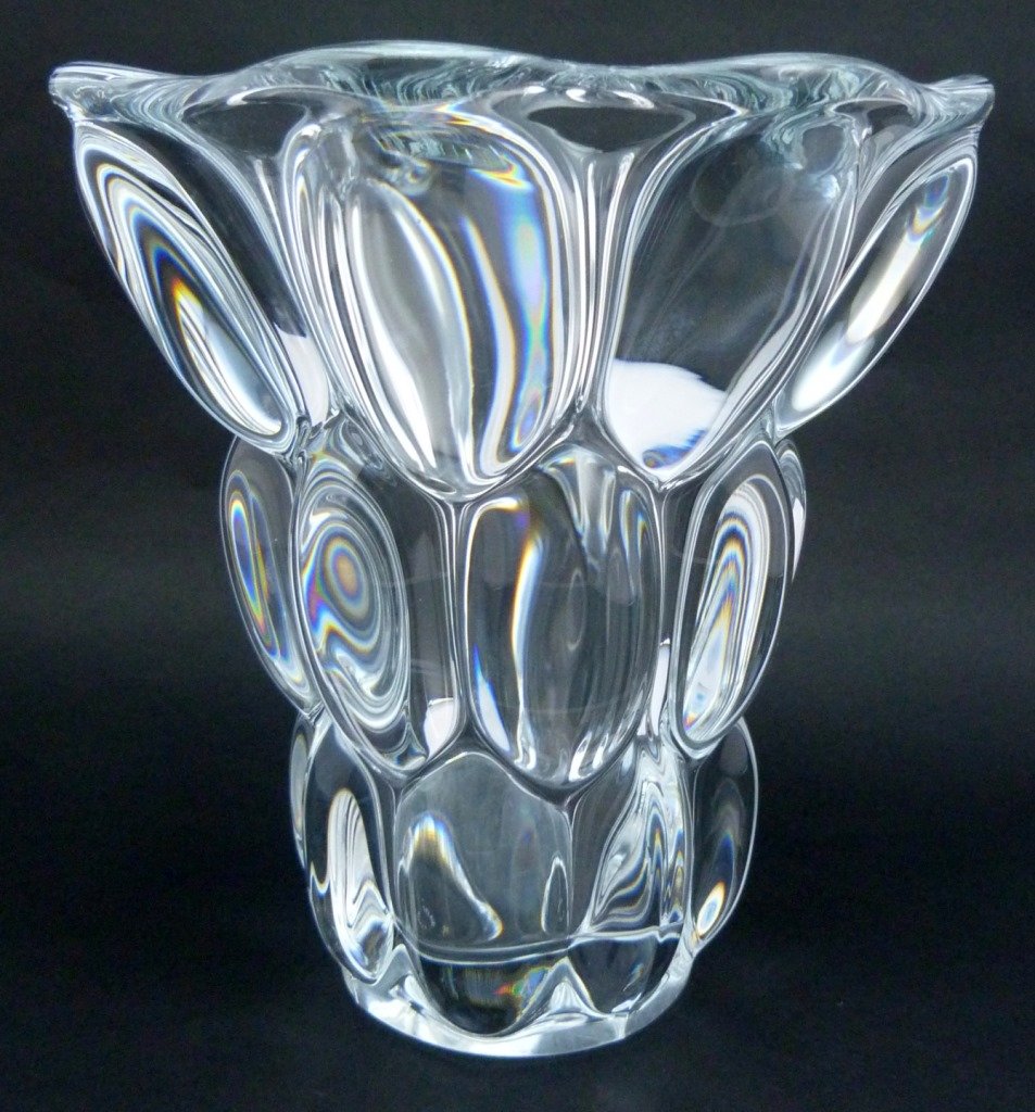LARGE VANNES CRYSTAL MID CENTURY VASE (1 of 7)