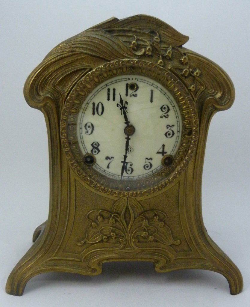 ART NOUVEAU GILT GILBERT CLOCK CO MANTEL CLOCK (1 of 10)
