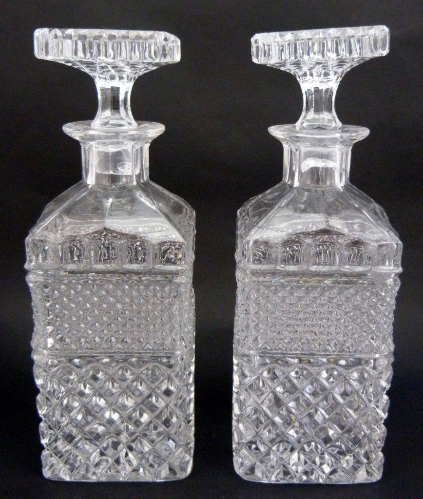 TWO VINTAGE CUT CRYSTAL DECANTERS (1 of 7)