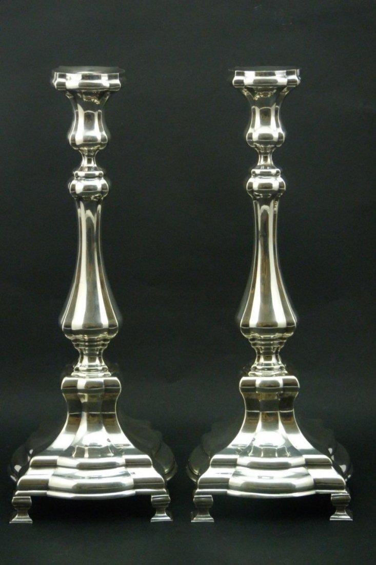 LARGE CONTINENTAL STERLING SILVER CANDLESTICKS (1 of 4)