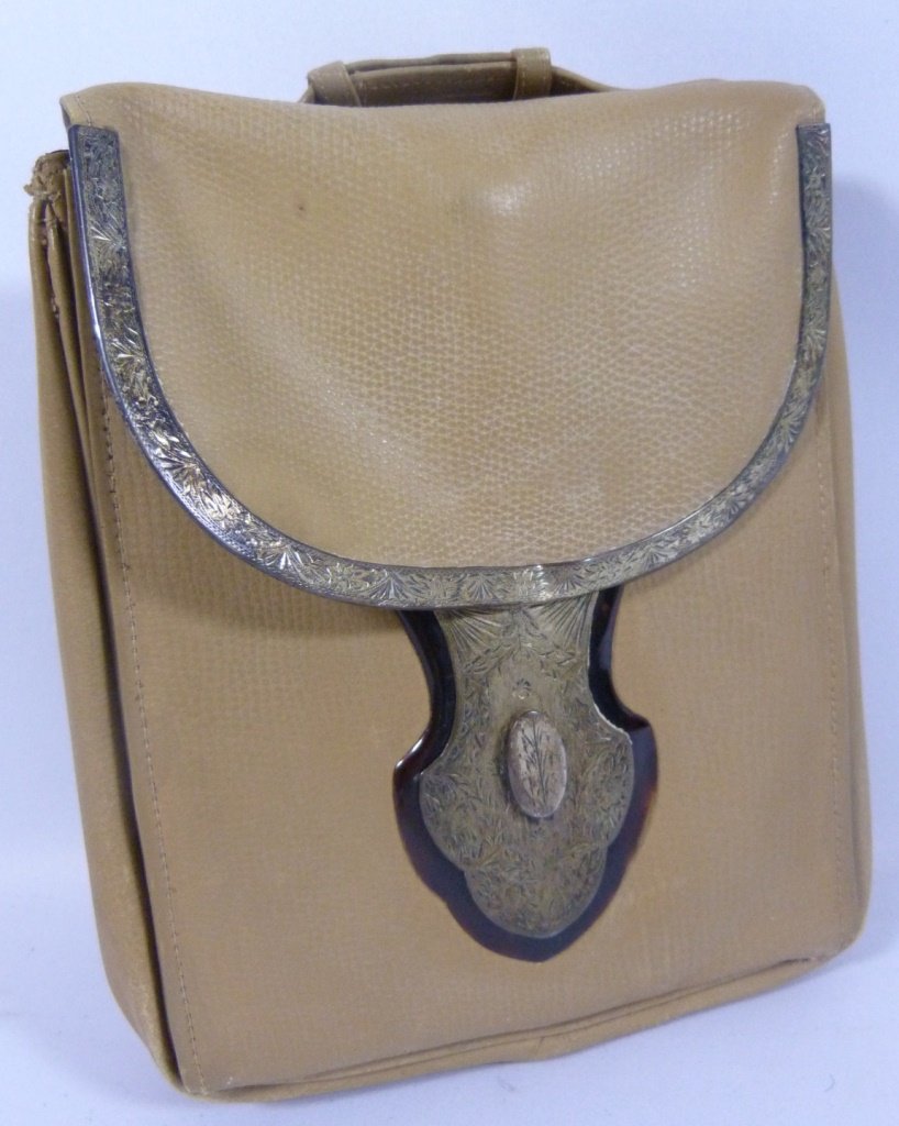 VINTAGE LEATHER & SILVER MAKEUP PURSE w CONTAINERS (1 of 7)