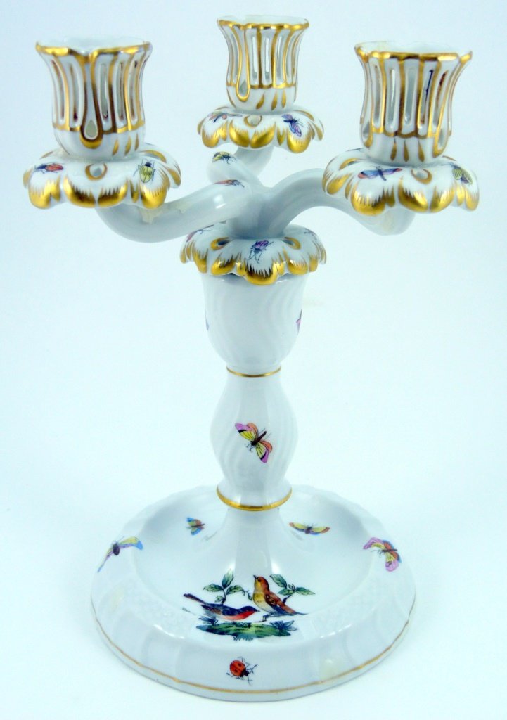 HEREND HUNGARIAN PORCELAIN THREE TIER CANDELABRA (1 of 7)