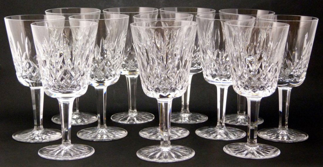12pc WATERFORD LISMORE CRYSTAL WATER GOBLETS (1 of 4)