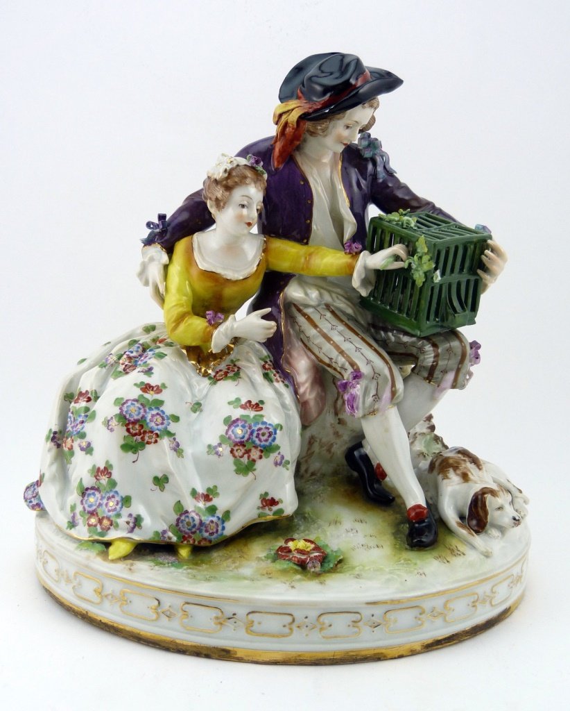 GERMAN ANTIQUE FINE PORCELAIN FIGURAL GROUP (1 of 9)