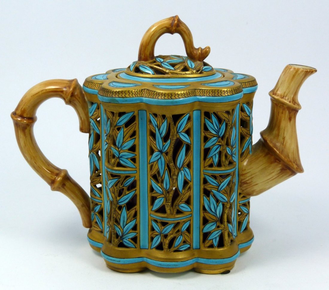 COPELAND JAPANESE STYLE BAMBOO PORCELAIN TEAPOT (1 of 9)