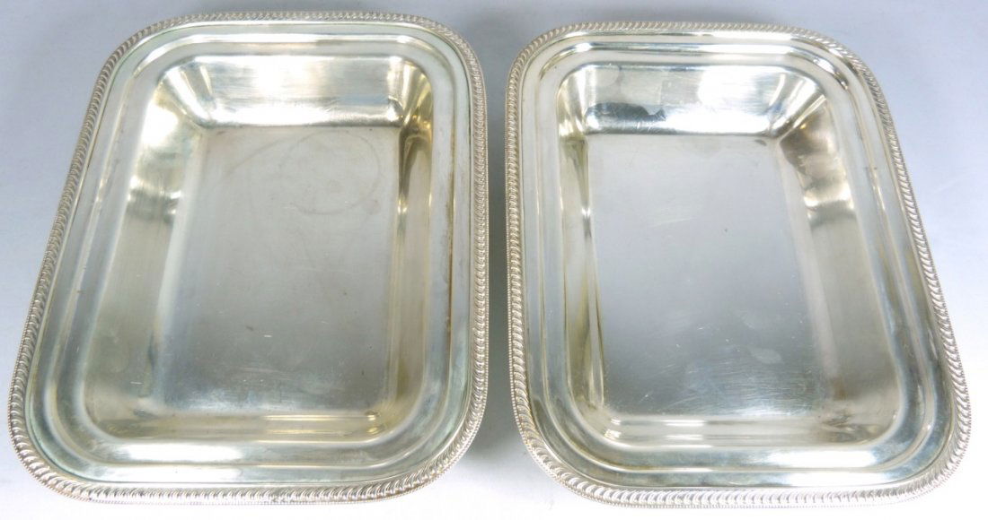 TWO HEAVY STERLING SILVER SERVING TRAYS (1 of 7)