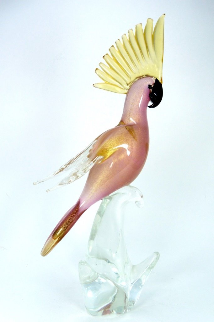 LARGE MURANO ART GLASS COCKATOO SCULPTURE (1 of 7)