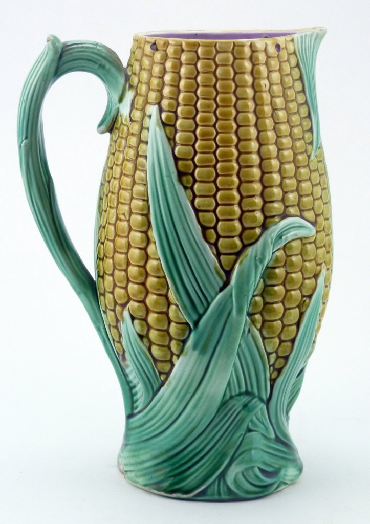 VINTAGE MAJOLICA CERAMIC CORN SHAPED PITCHER (1 of 9)