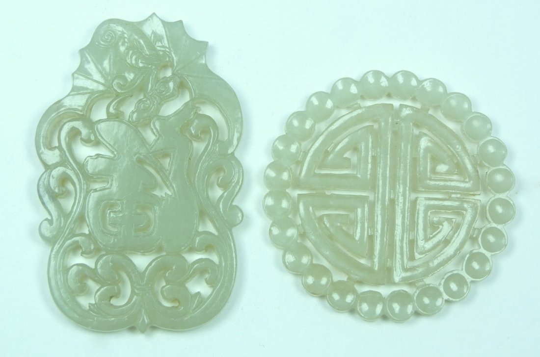 TWO CHINESE CARVED JADE PENDANTS (1 of 5)