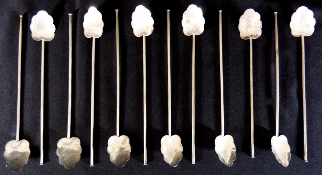 12 STERLING SILVER ICED TEA SPOONS STRAWS (1 of 4)