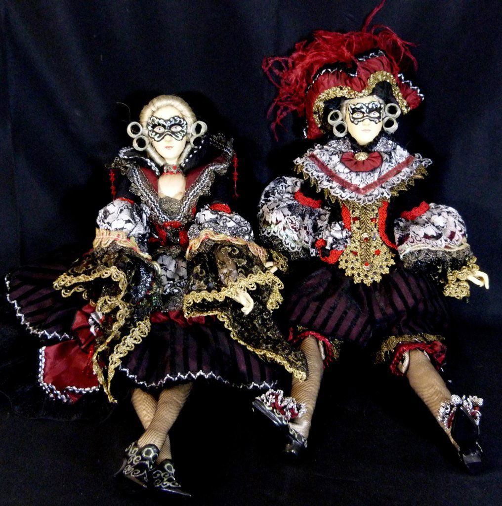 PAIR HANDMADE DOLLS IN VICTORIAN GARB (1 of 10)