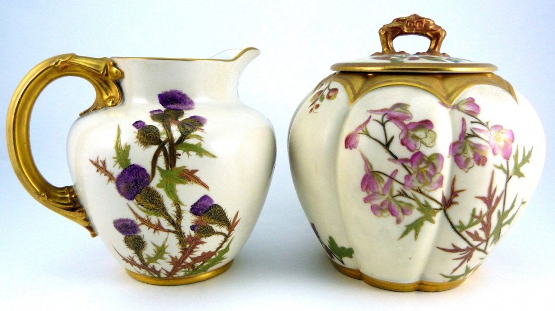 ROYAL WORCESTER VITREOUS PITCHER & LIDDED JAR (1 of 10)