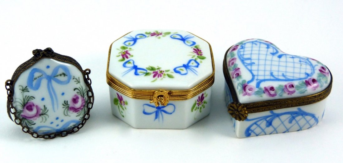 THREE LIMOGES FRANCE TRINKET BOXES (1 of 10)