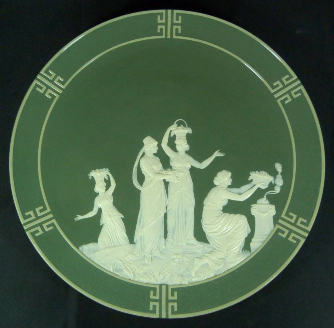 METTLACH GERMAN ANTIQUE CAMEO PORCELAIN PLAQUE (1 of 7)