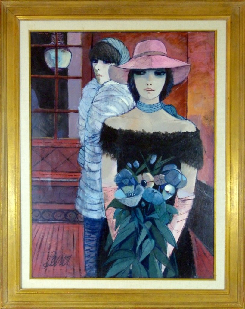 CHARLES LEVIER OIL PAINTING "LE RENDEZ-VOUS" (1 of 9)