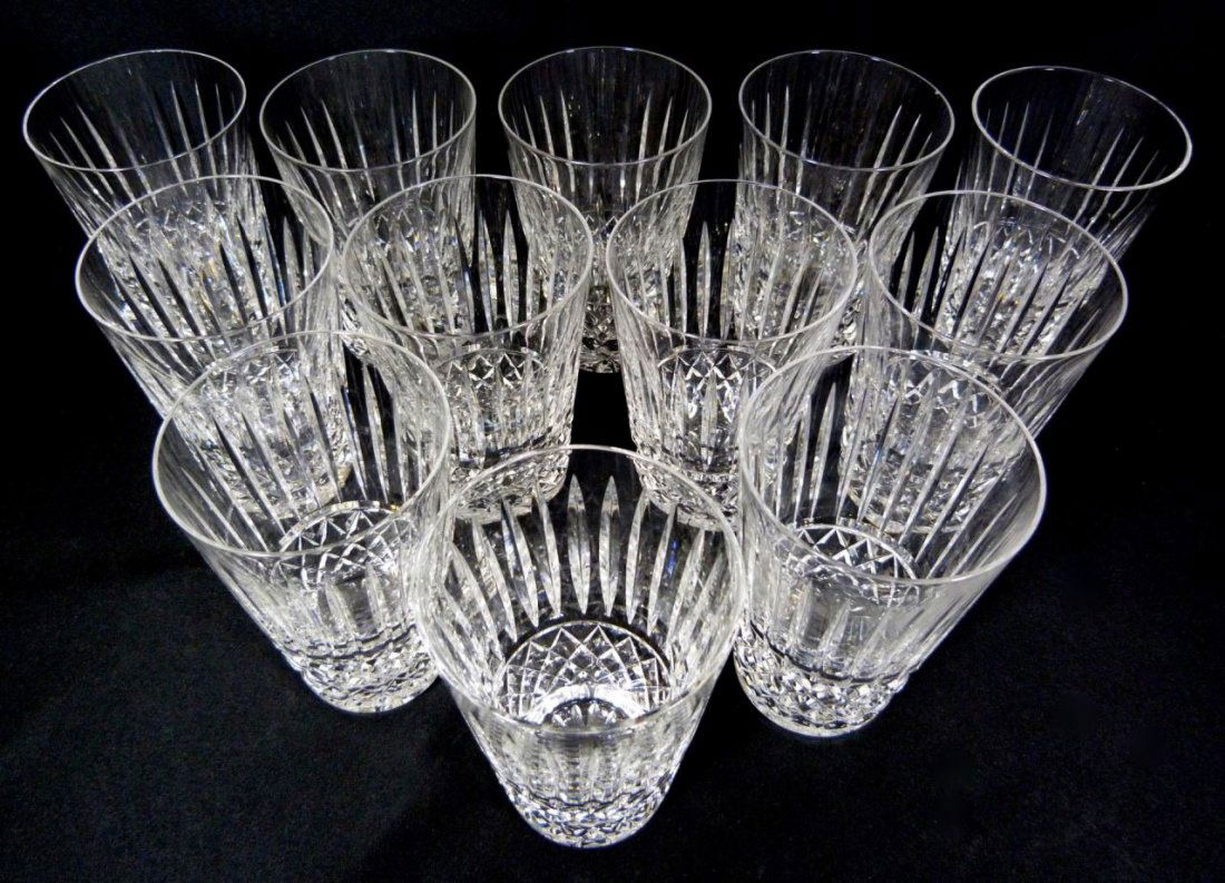 12pc WATERFORD TRAMORE CUT CRYSTAL WATER TUMBLERS (1 of 6)