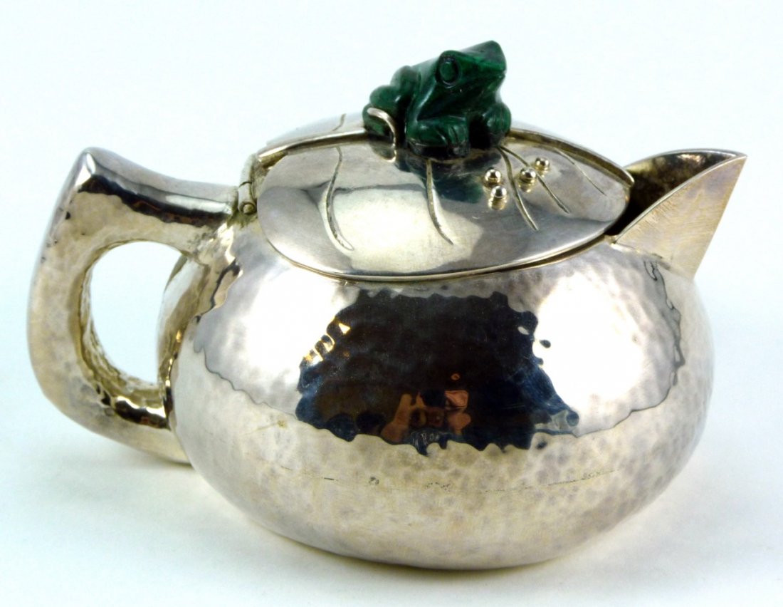 EMILIA CASTILLO SILVER PLATED MALACHITE TEAPOT (1 of 8)