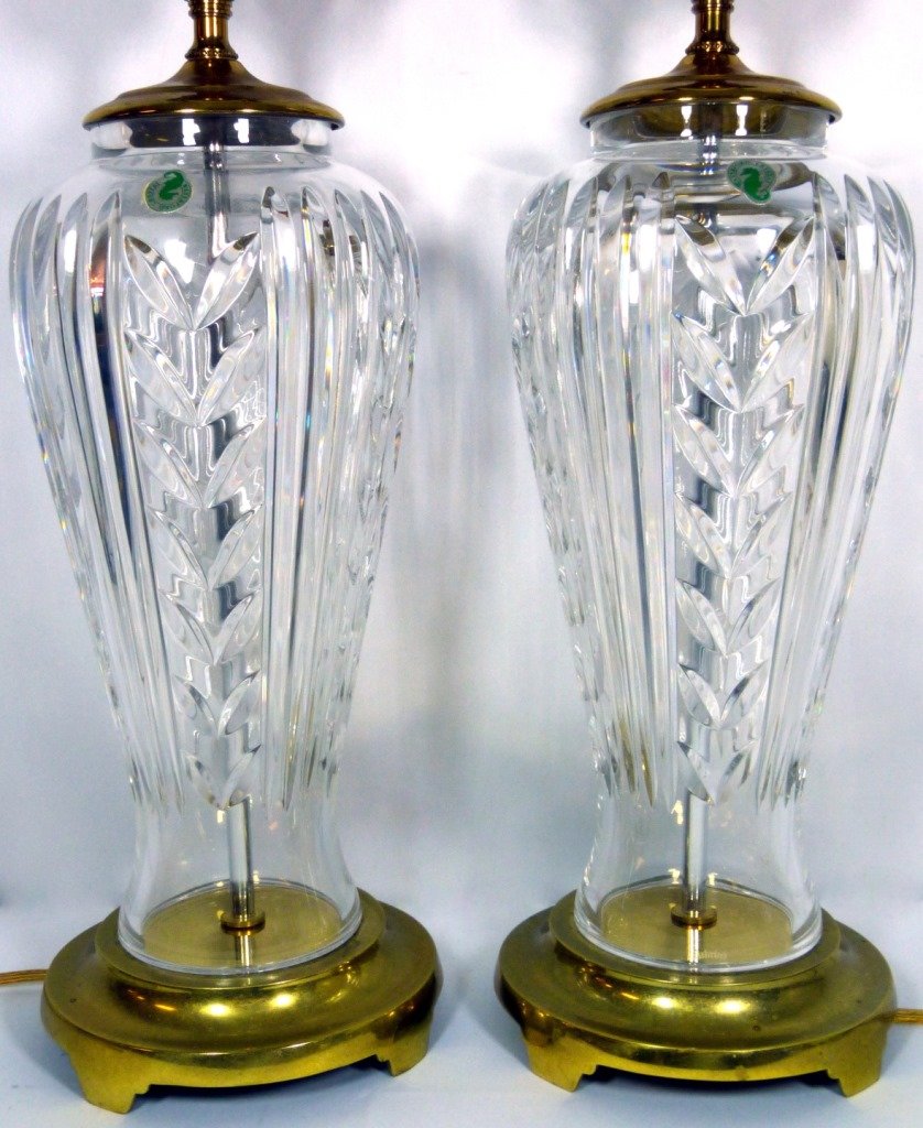 PAIR WATERFORD CUT CRYSTAL TABLE LAMPS (1 of 10)