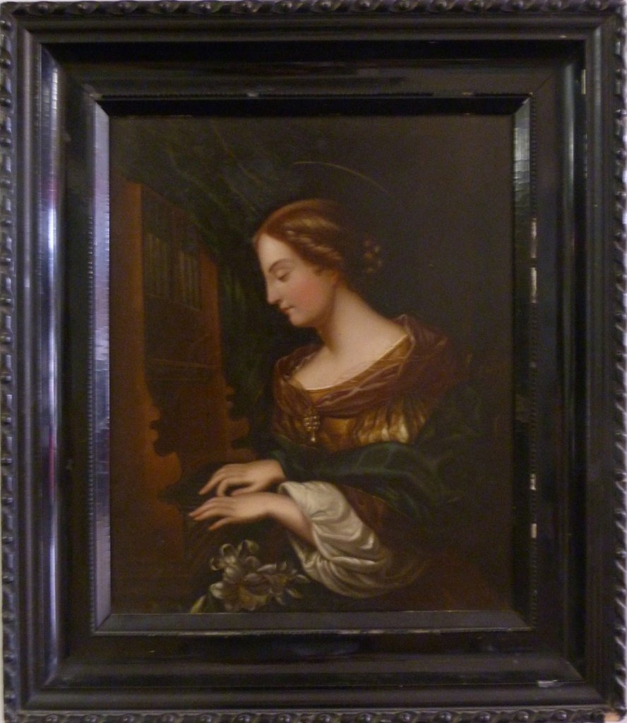 CARLO DOLCI OIL PAINTING ON METAL OF SANTA CECILIA (1 of 5)