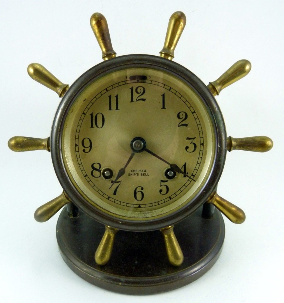 CHELSEA BRONZE ENCASED SHIPS BELL CLOCK (1 of 6)
