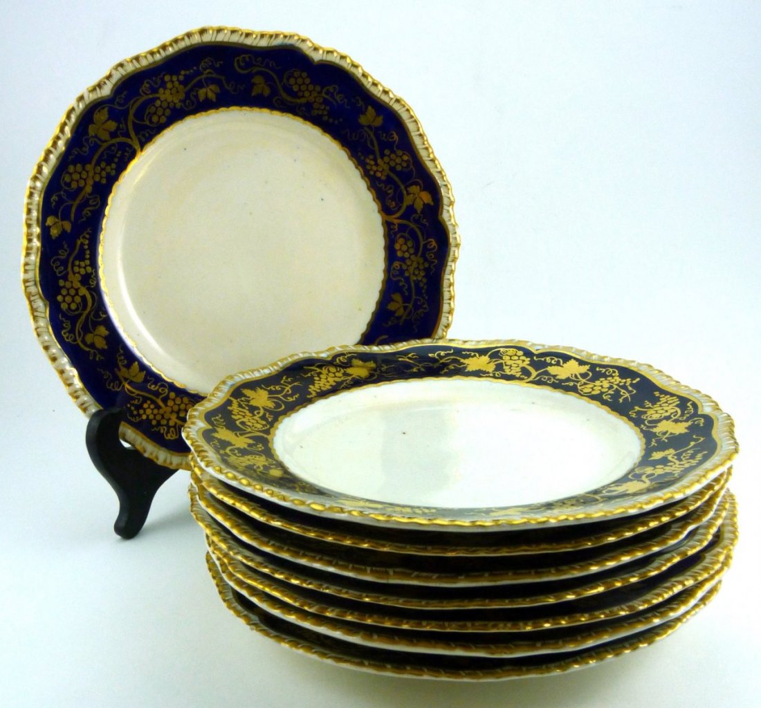 8pcs ANTIQUE COALPORT 1815-25 PORCELAIN PLATES (1 of 5)