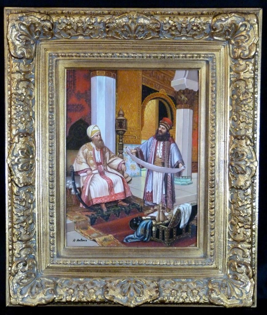 ORIENTALIST OIL PAINTING ON BOARD SIGNED (1 of 5)