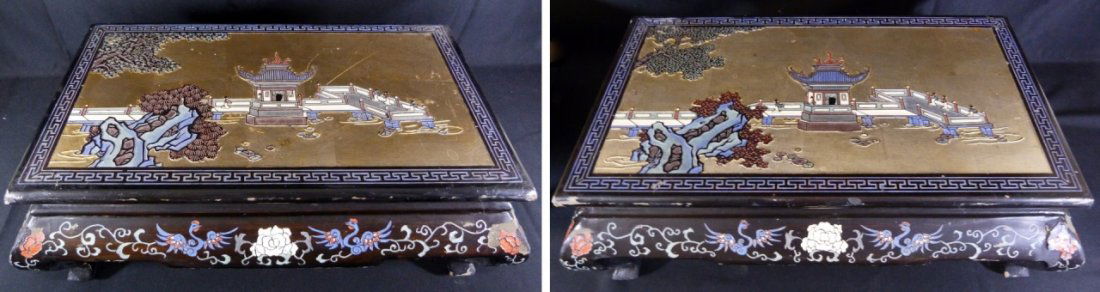 PAIR CHINESE POLYCHROME PRAYER TABLES (1 of 10)