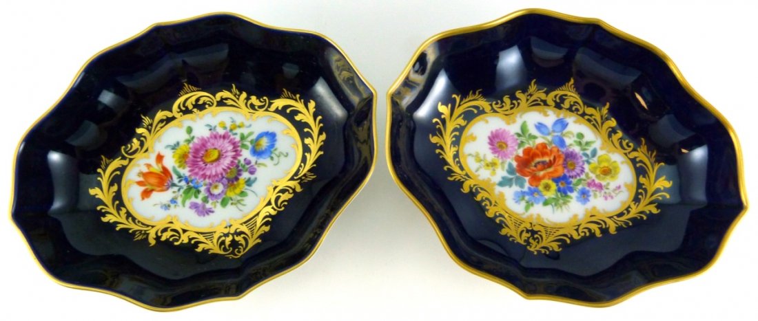 PAIR MEISSEN PORCELAIN FLORAL TRAYS (1 of 5)