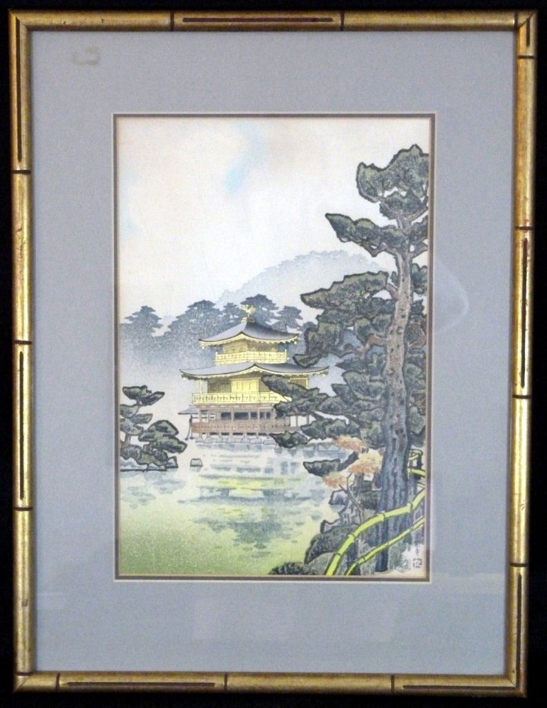 JAPANESE TEMPLE COLOR WOODBLOCK PRINT (1 of 5)