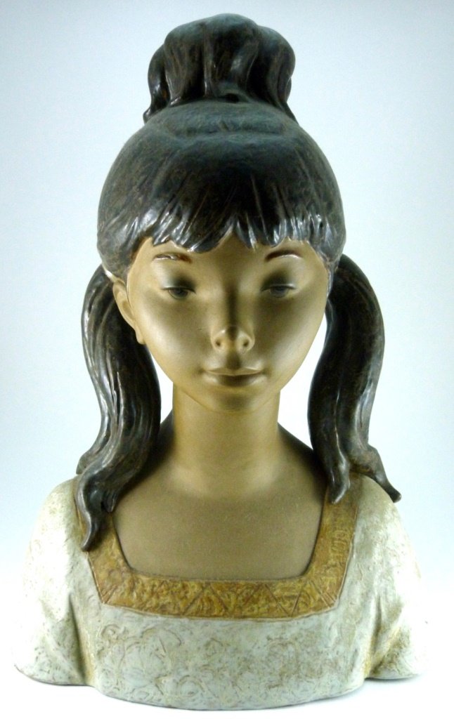 LARGE LLADRO PORCELAIN GRES BUST OF GIRL (1 of 6)