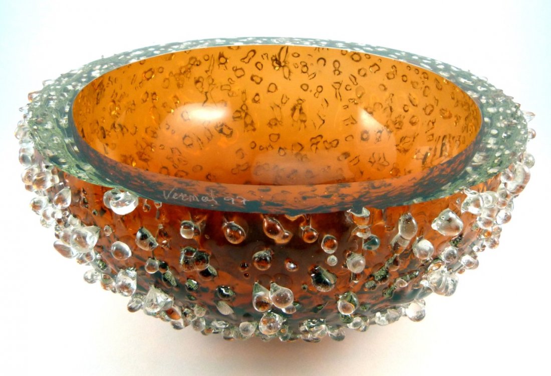 LARGE SIGNED MURANO UNIQUE ART GLASS BOWL (1 of 8)
