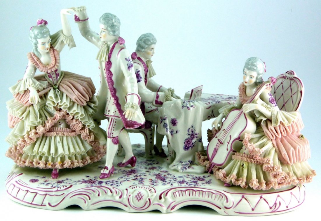 LARGE DRESDEN PORCELAIN MUSICAL GROUP FIGURE (1 of 9)