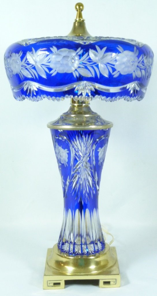 DRESDEN BY PECK COBALT CUT TO CLEAR TABLE LAMP (1 of 8)