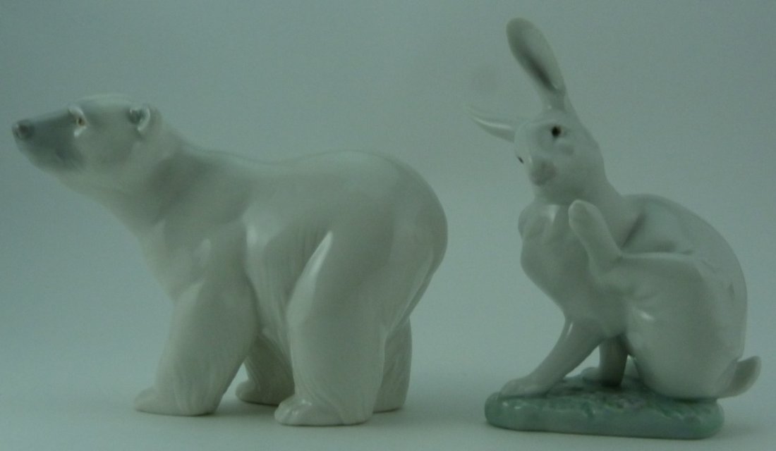 2pc LLADRO RABBIT & POLAR BEAR PORCELAIN FIGURINES (1 of 5)