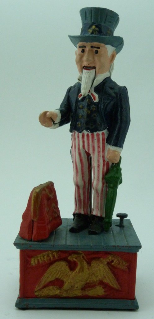 CAST IRON HAND PAINTED BANK OF UNCLE SAM (1 of 6)